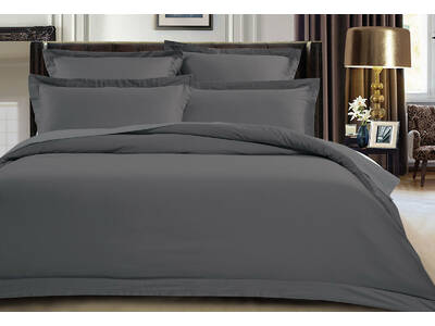500TC Cotton Sateen Charcoal Quilt Cover Set