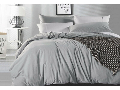 Vintage Washed Pure Cotton Quilt Cover Set (Pewter Color)
