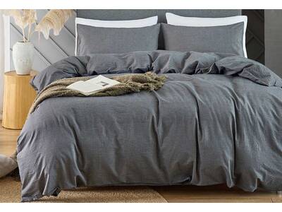  Luxton Washed Chambray Quilt Cover Set in Grey Color