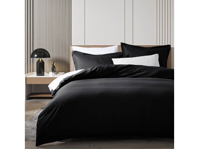Pure Soft Plain Quilt Cover Set (Black)