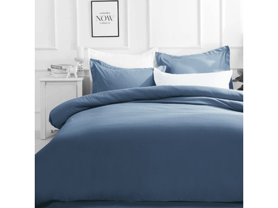 Pure Soft Plain Quilt Cover Set (Indigo Blue)