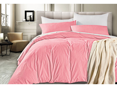 Queen Size Vintage Washed Quilt Cover Set (Pink Color)