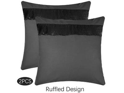Dark Grey Ruffled European pillowcases 65x65cm (twin pack)