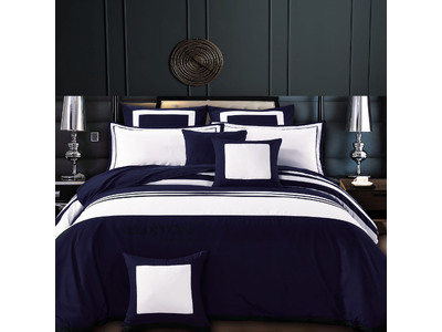 Luxton Rossier Striped Navy Blue Quilt Cover Set