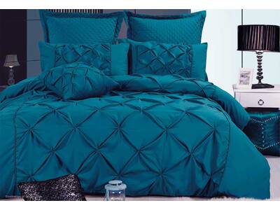 Luxton Fantine Teal blue Diamond Pintuck Quilt Cover Set
