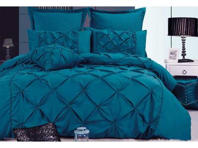 Luxton Fantine Teal blue Diamond Pintuck Quilt Cover Set