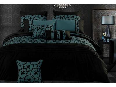 Lyde Black Teal Quilt Cover Set