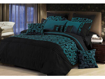 Lyde Black Teal Quilt Cover Set by Luxton in Queen / King/ Super King Size