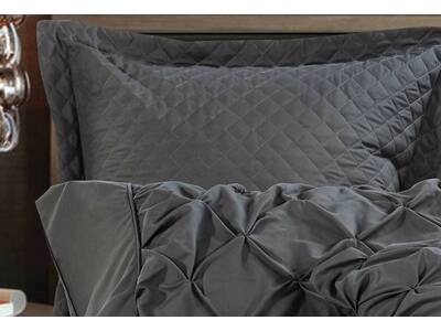 Luxton Charcoal Grey Diamond Quilted European pillowcases (twin pack)