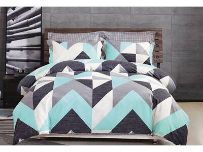 100 Cotton Aqua Quilt Cover Set King Queen Doona Cover Set