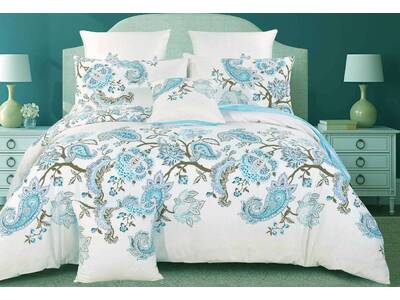 Bardi Blue Paisley 100% Cotton Quilt Cover Set