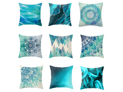 45cm Aqua Blue Turquoise Cushion Cover (multiple designs)