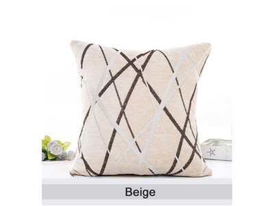 Chenille Jacquard Striped Cushion Cover - Beige