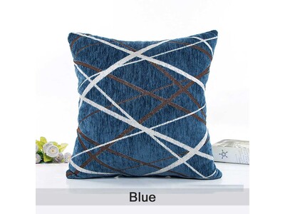 Chenille Jacquard Striped Cushion Cover - Blue
