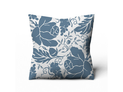 Blue Floral Cushion Cover 45x45cm