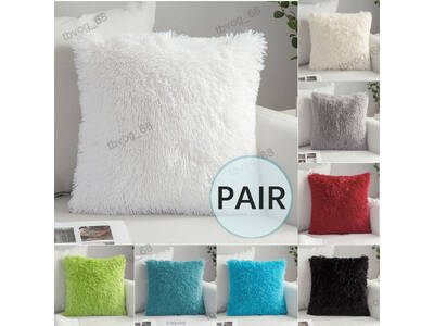 2PCS Long Pile Faux Fur Cushion Covers 40x40cm (multiple colors)