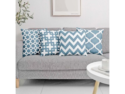 45x45cm Aqua Blue Hamptons Cushion Covers 4pcs Pack