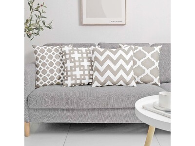 45x45cm Linen Beige Hamptons Cushion Covers 4pcs Pack