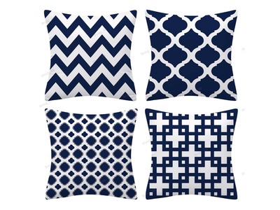 45x45cm Navy Hamptons Cushion Cover (multiple colors)