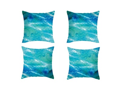 Home Decor Aqua Ocean Style Cushion Cover 4pcs Pack