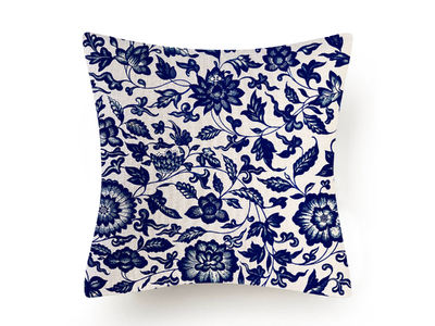 Deep Blue Vintage Porcelain Cushion Cover (multiple designs) [Design: Design 1]