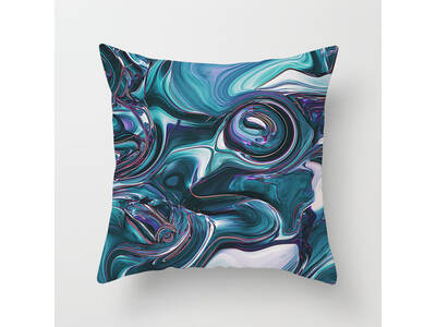 Teal Green Blue Square Cushion Cover - Marble Purple Blue