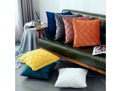 43x43cm Velvet Diamond Pleated Cushion Cover (multiple colors)
