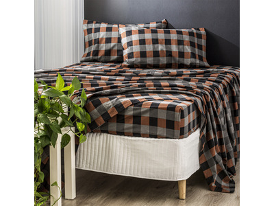 King Size Park Avenue 175 GSM Egyptian Cotton Flannelette Sheet Set (Plaid) 