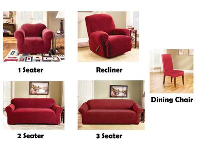 Last Stock - 3 SEATER Pearson Stretch Sofa Cover (RED)