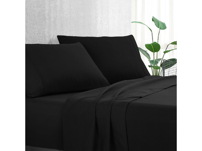 Luxton Pure Soft Plain Bed Sheet Set (Black)