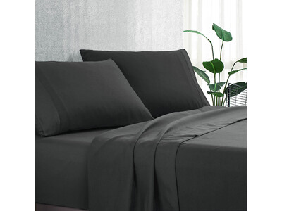 Luxton Pure Soft Plain Bed Sheet Set (Slate Dark Grey)