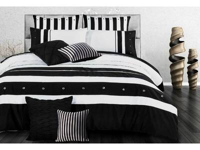 Rezzo Striped Black White Quilt Cover Set