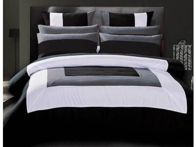 Amore Black Grey White Quilt Cover Set by Luxton