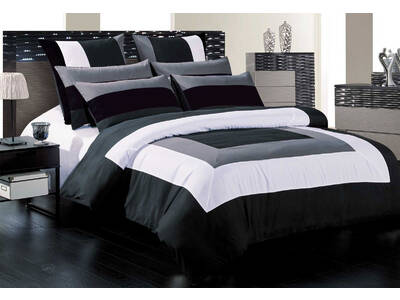 Amore Black Grey Block Square Doona Cover Quilt Cover Set