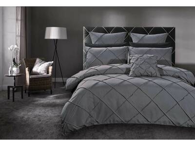 Abel Grey Pintuck Quilt Cover Set