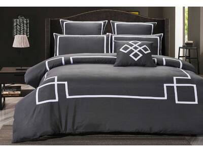 Burgess Grey Quilt Cover Set Charcoal Duvet Cover Set