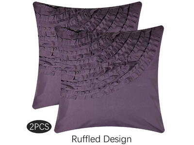  Luxton Plum Purple Ruffled European pillowcases 65x65cm (twin pack)