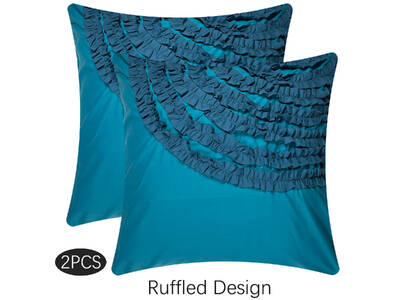 Teal Blue Ruffled European Pillowcases 65x65cm (twin pack)