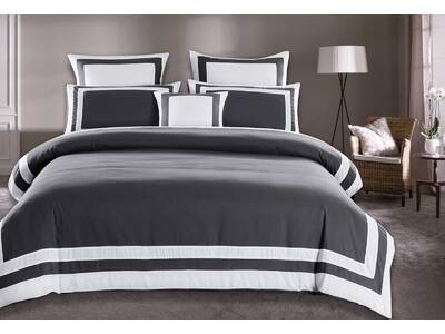 Hotel Border Style Bailey Grey Quilt Cover Set
