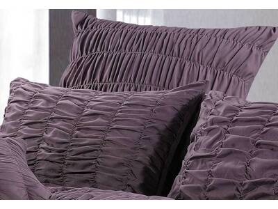 Ruched Greyish Purple European pillowcases 65x65cm (twin pack)