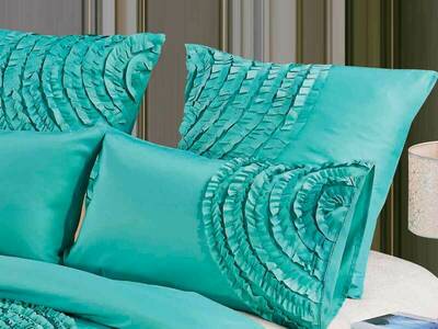 Laura Circle Aqua European pillowcases (twin pack)